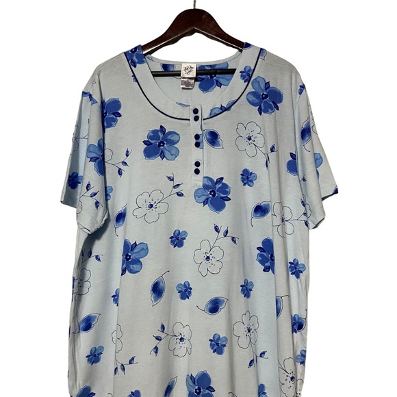 Vintage Night Gown Just my Size Long Night Gown Oversized Shirt Blue - Picture 3 of 15